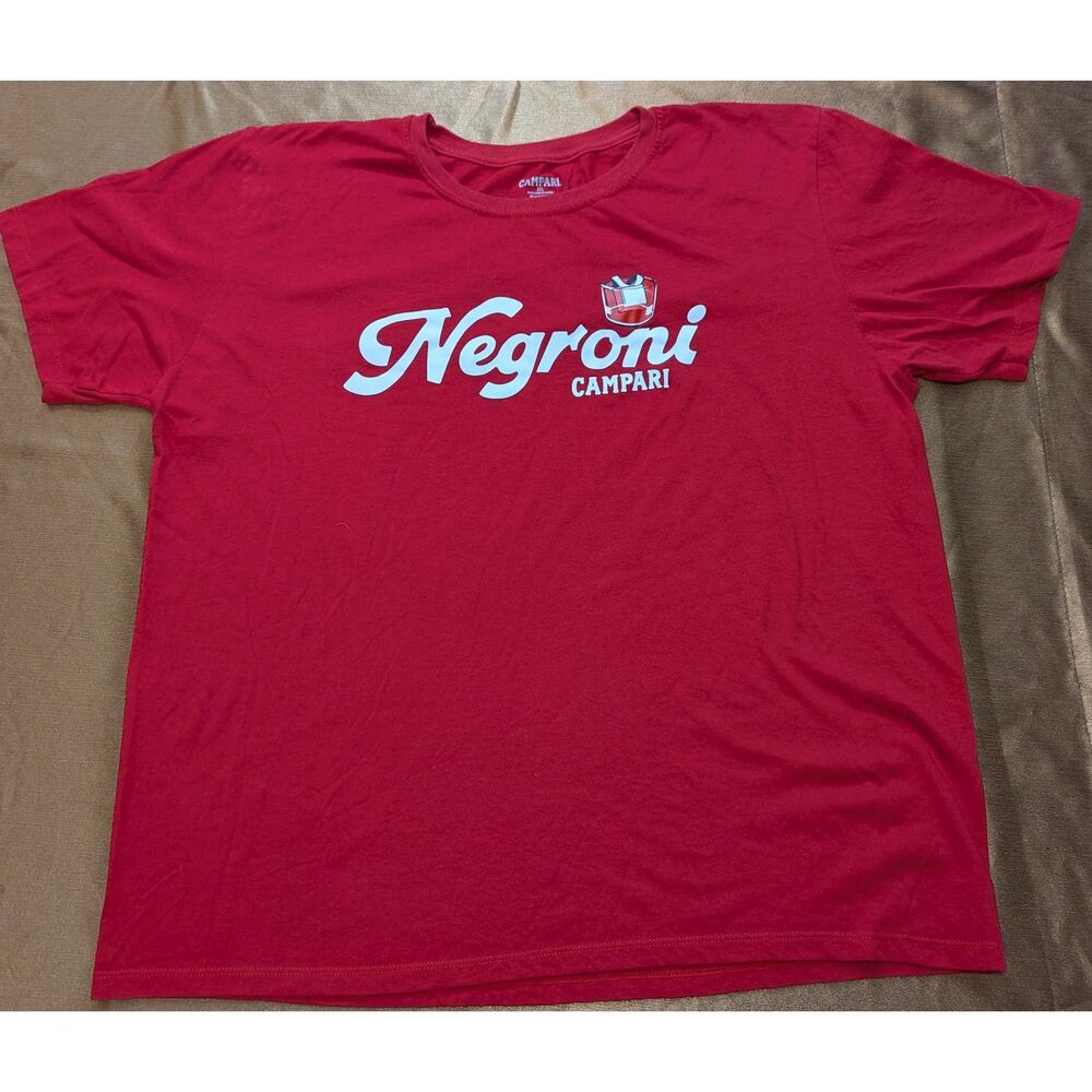 Campari Negroni Merch - Graphic T-Shirt Red Men’s 2XL 27.5x24 Cocktail Bar Tee